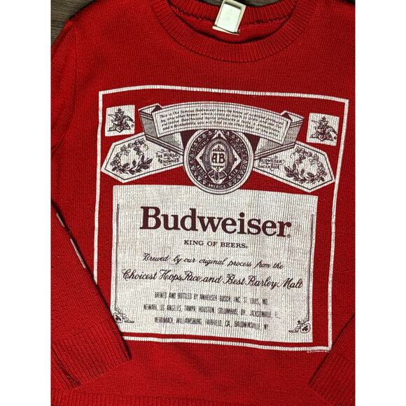 Junk Food Budweiser Long Sleeve Shirt Red Genuine Logo Tee Men’s M - Picture 2 of 8